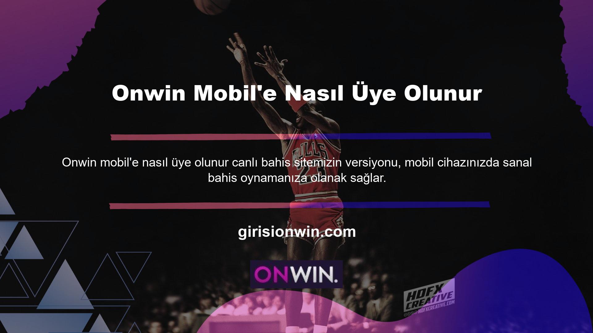 Onwin Mobile giriş yapmak için tarayıcınıza mevcut web sitesi adresini girin